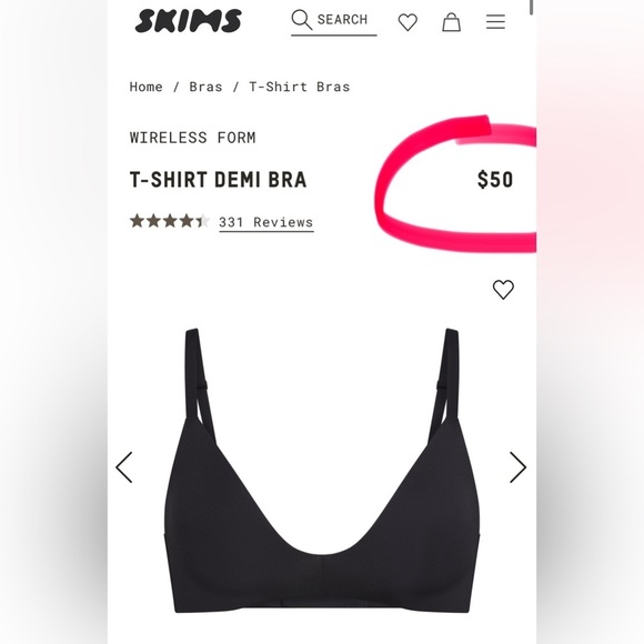 SKIMS Wireless Form T-SHIRT DEMI BRA | Color: Onyx | NEW/NWT!!🖤🖤 - Picture 7 of 9